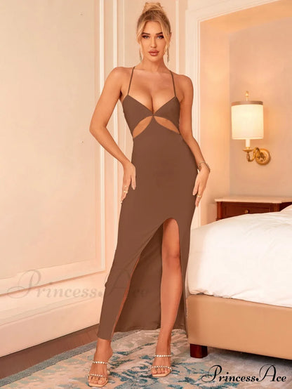 Asymmetrical Neck Glitter Trendy Strap Cut Out Dress