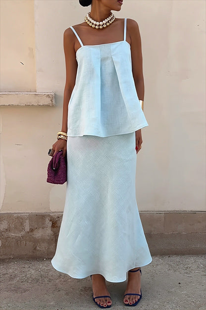 Elegant Casual Solid Cami Skirt Set