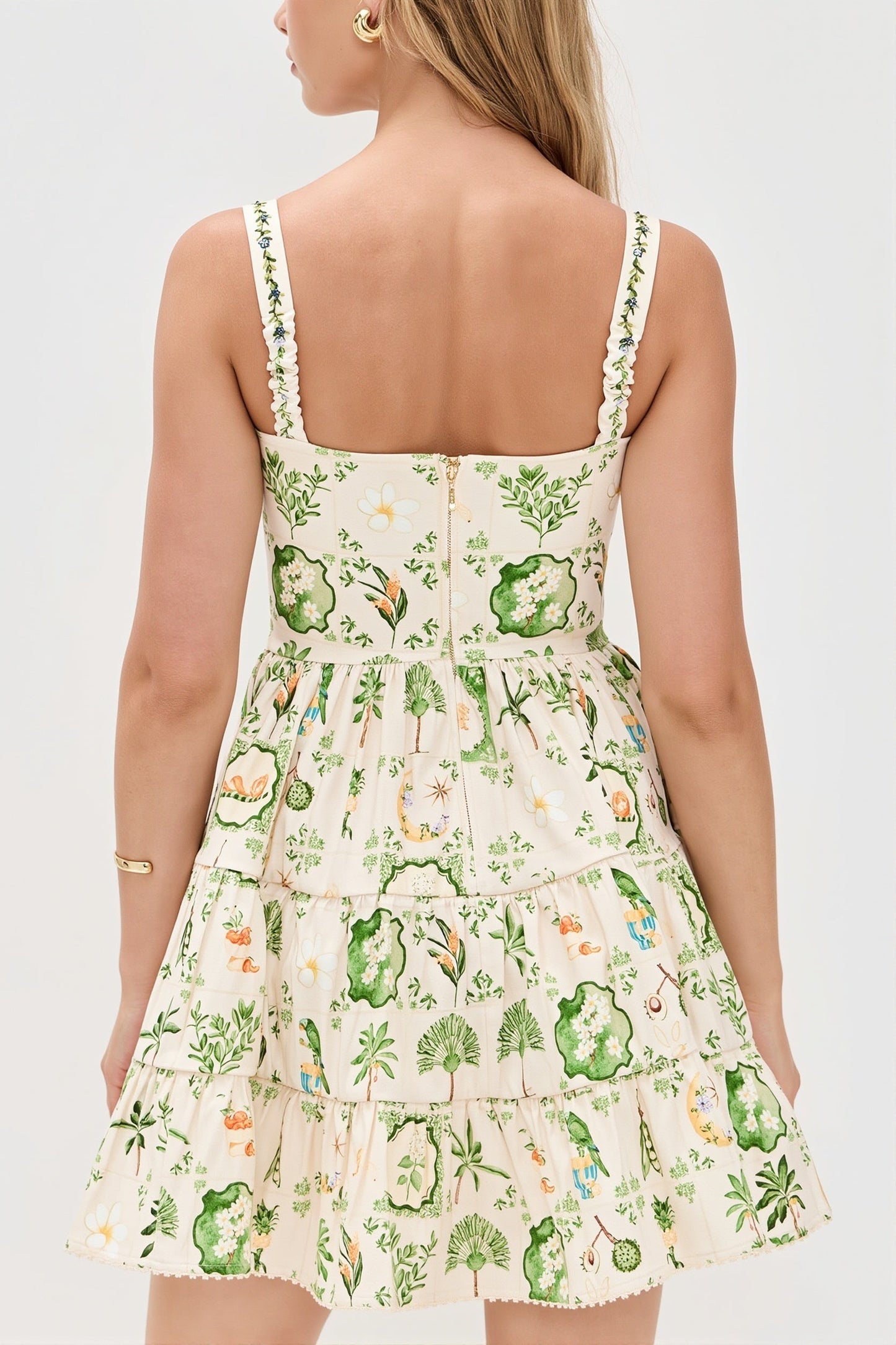 Cami Plant Print Mini Boho Dress