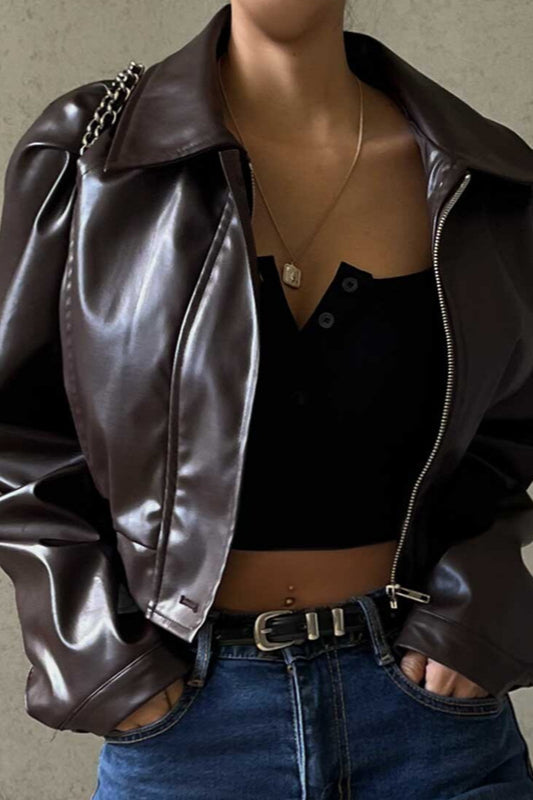 Glossy Finish Moto PU Coat