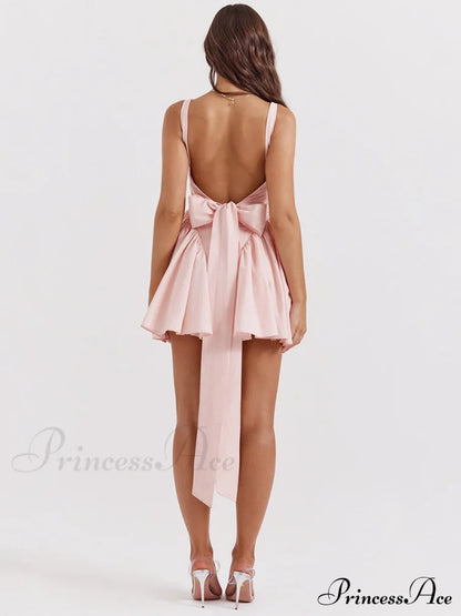 Backless Bow Stylish Mini Dress