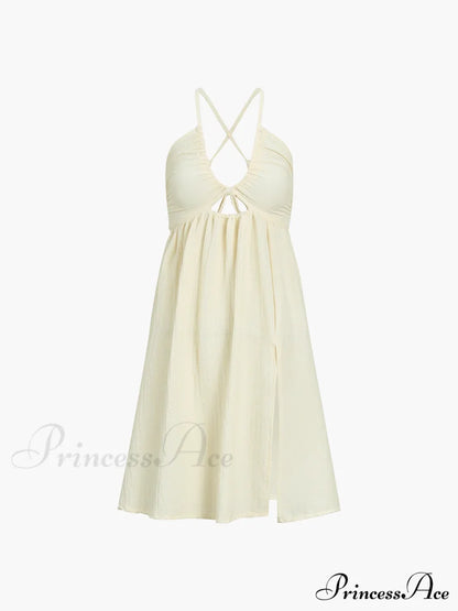 Backless Criss Cross Trendy Split Midi Dress