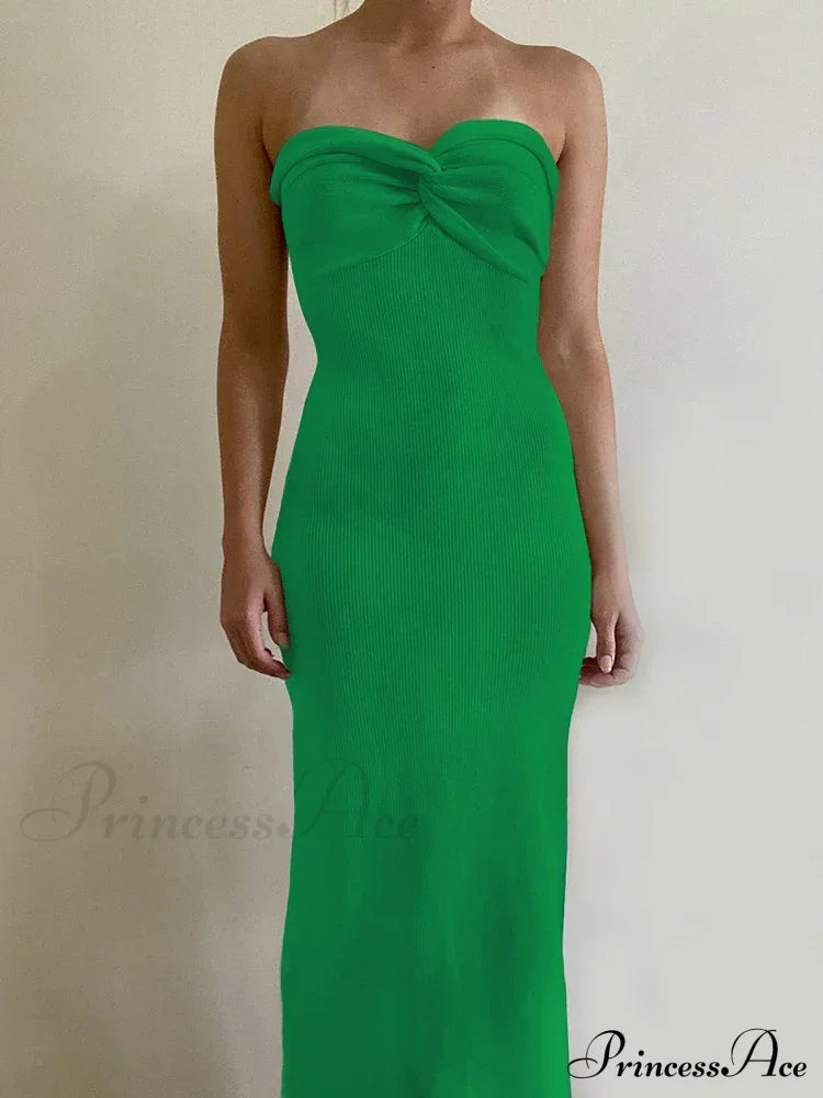 Backless Twist Knitted Fashion Outfits Maxi Dress