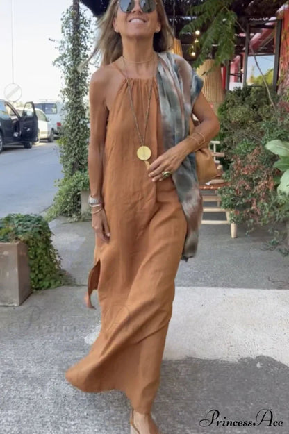 Basic Casual Stylish Outdoor Halter Dress