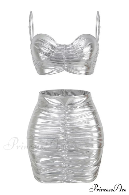 Bauer Ruched Bralette Charming + Riley Skirt Set