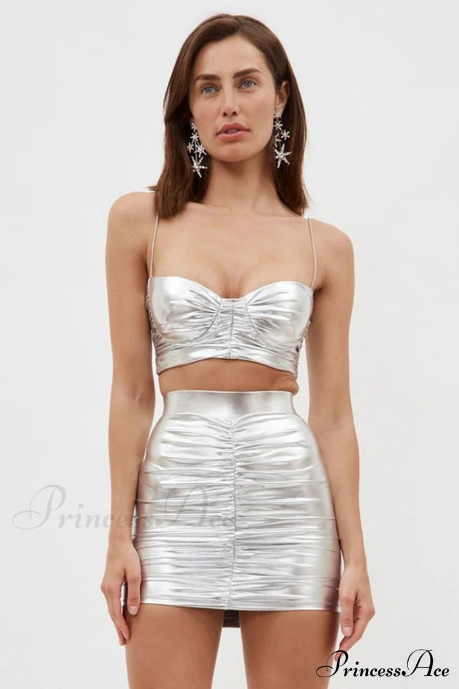 Bauer Ruched Bralette Charming + Riley Skirt Set
