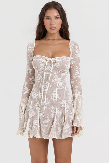 Lace Tube Flare Sleeve Sexy Mini Dress
