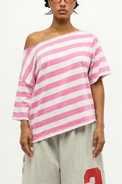 Casual Colorful Striped Loose T-Shirt