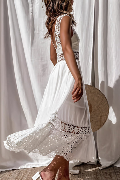 Lace Sleeveless Maxi Swing Boho Dress