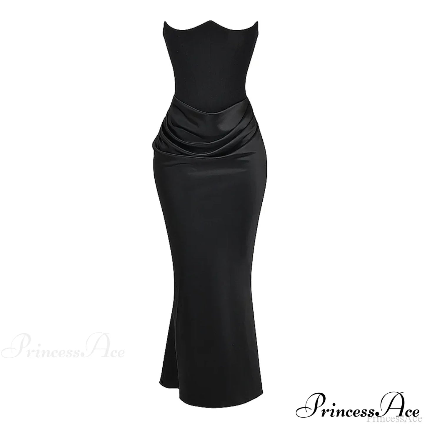 Black Corset Tube Charming Satin Maxi Dress