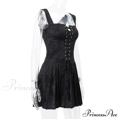 Black Front Stylish Lace-Up Mini Dress