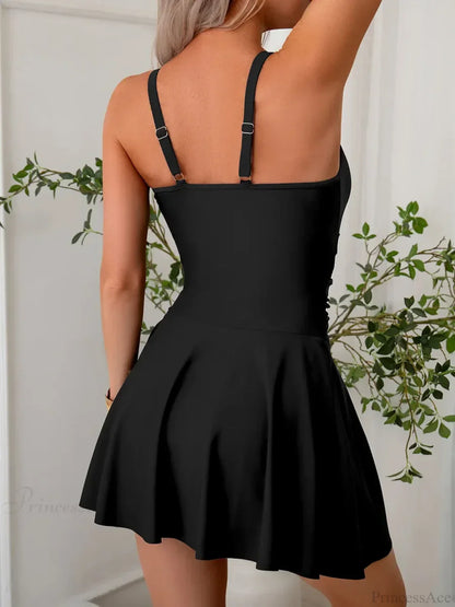 Black Mesh Patchwork One Piece Swimsuit