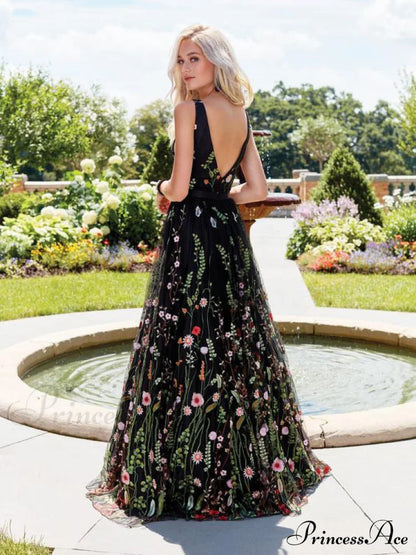 Bohemia Floral V Neck Backless Maxi Dress