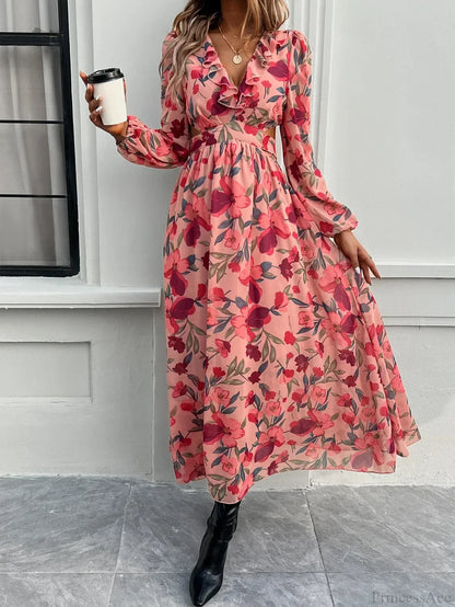 Boho Beach Deep V Neck Maxi Dress