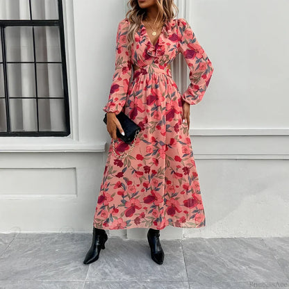 Boho Beach Deep V Neck Maxi Dress