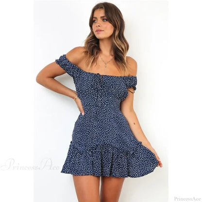 Boho Off-Shoulder Floral Chiffon Beach Dress