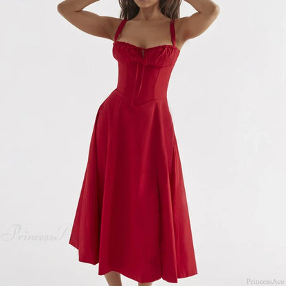 Boho Spaghetti Straps Tie Front Floral Dress