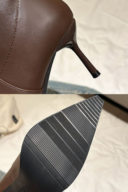 Pointed-Toe Stiletto Slouch Knee-High Boots