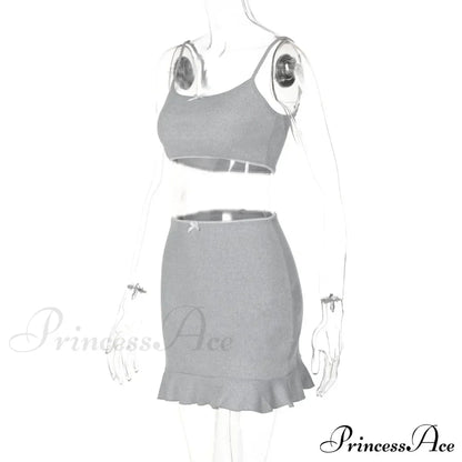 Bow Bralette And Charming Mini Skirt Set