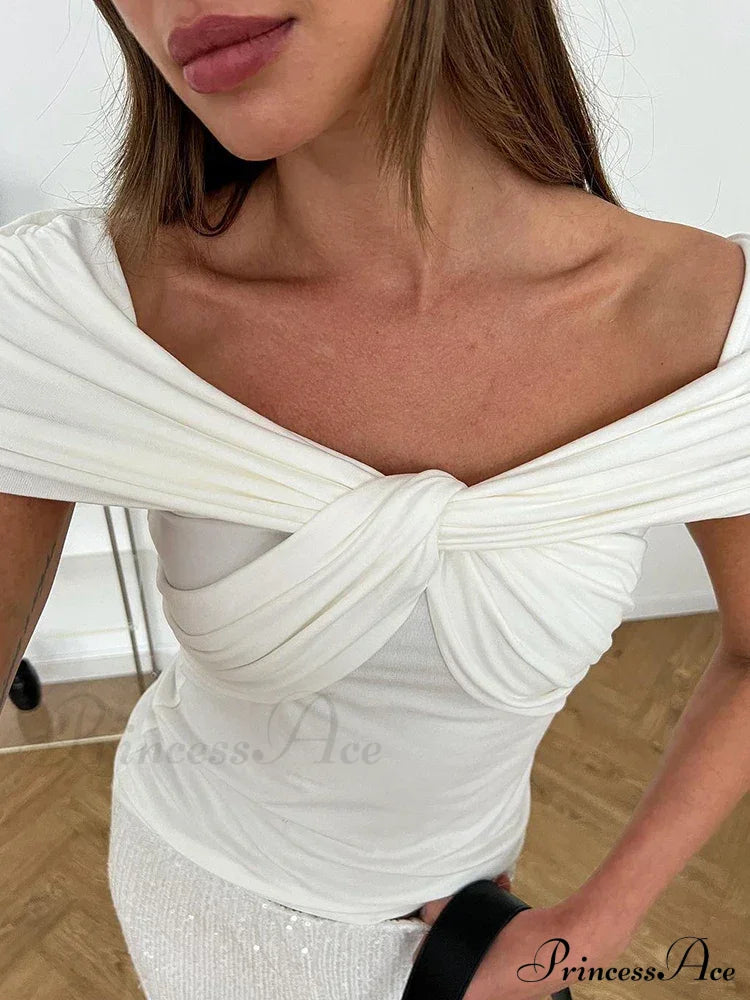 Twist Front Off Shoulder T-Shirt