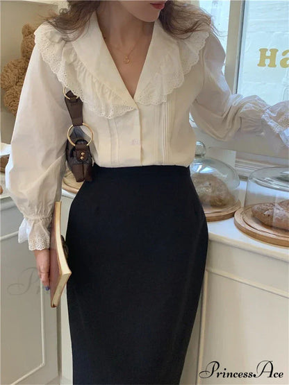Simple Lace Trim Blouse