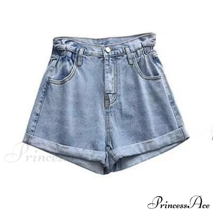 Brief Warm-Season Casual Waist Fashion Elastic Leg Women High Jeans Shorts Waist Denim Wide Loose Size Plus Female