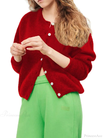 Button-Down Preppy Knit Cardigan