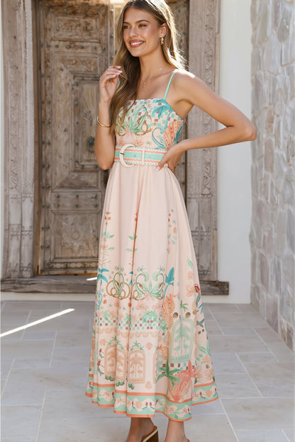 Fresh Linen Floral Swing Boho Dress