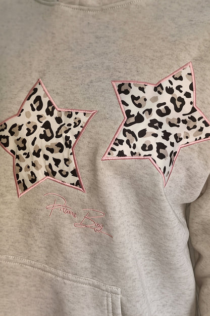Star Embroidered Loose Pullover Hoodie