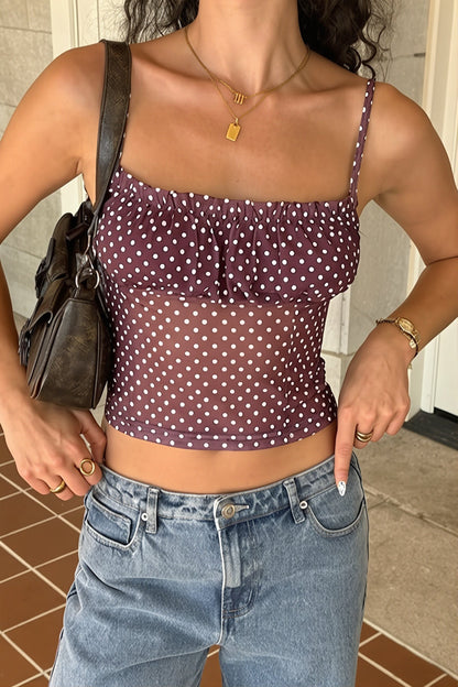 Sheer Polka Dot Tube Crop Cami Top