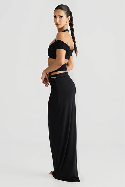 Chic Halter Neck Crop Top Pencil Skirt Sets