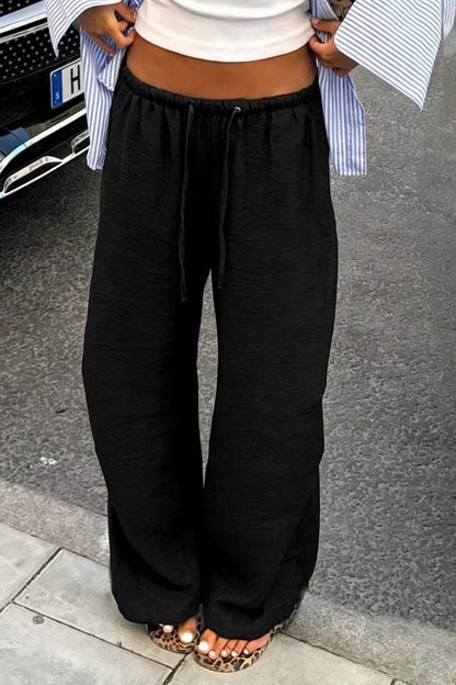 Light Pocket Drawstring Wide Leg Pants