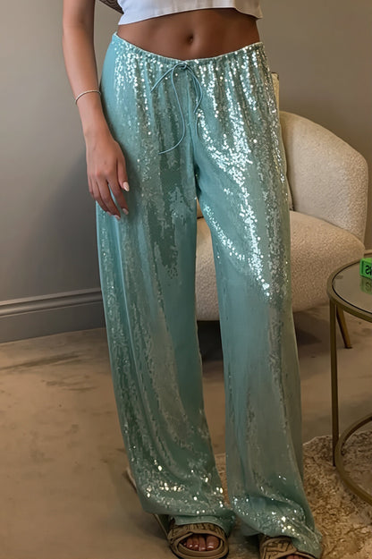 Sequined Wide Leg Casual Pants