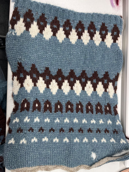 Fair Isle Patterned Loose-Fitting Pullover Sweater Cardigan