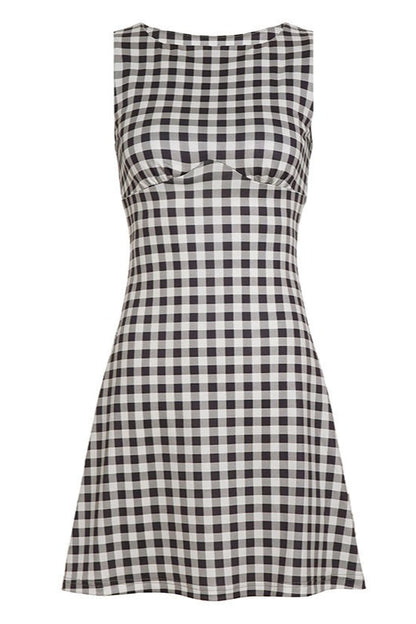 Vintage Plaid Tie A Line Mini Dress
