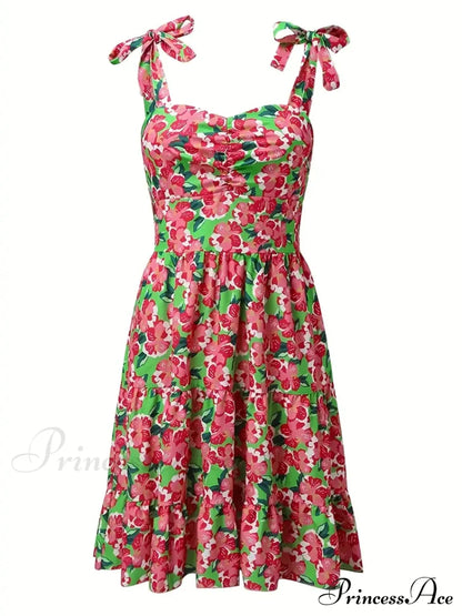 Cami Ruffle Spaghetti Design Gown Flowered with Hem Straps