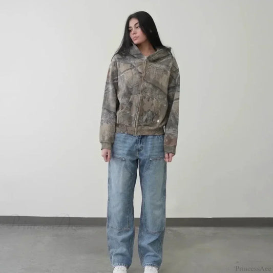 Camo Zipper Streetwear Hoodie
