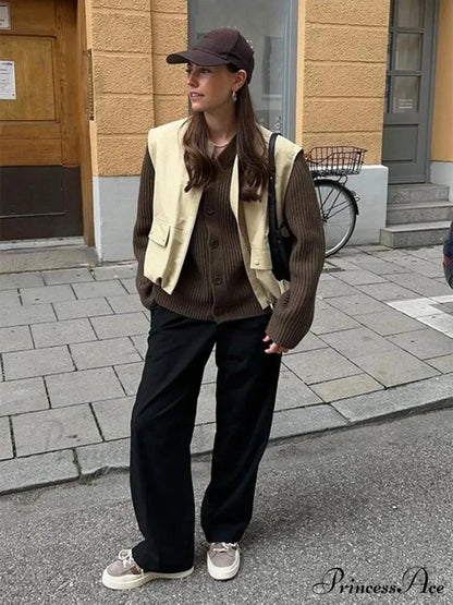 Cargo Pocket Stylish Drawstring Waistcoat