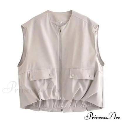 Cargo Pocket Stylish Drawstring Waistcoat