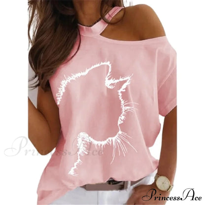 Casual Print Short Sleeve O-neck Tops