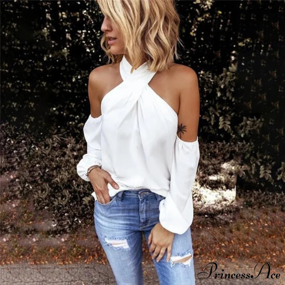 Casual Sexy Solid Color Halter Neck Strapless T-Shirt