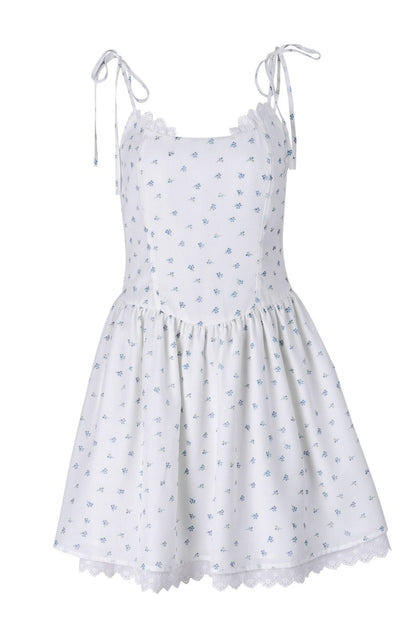 Fresh Floral Pleated Sexy Mini Dress