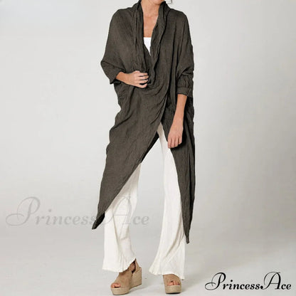 Solid Asymmetrical Cowl Neck Blouse