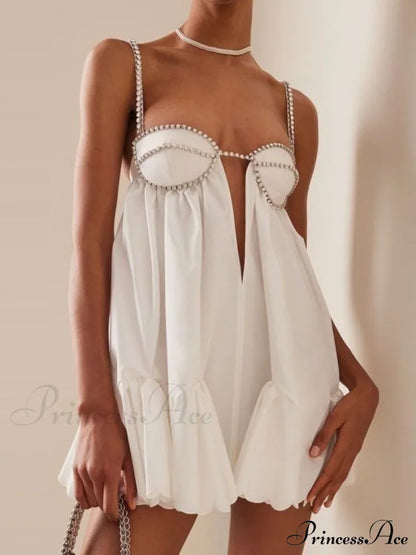 Chain Fold Sleeveless Mini Dress