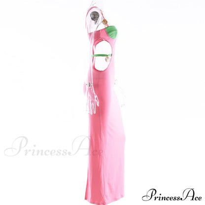 Contrast Color Side Charming Cut Charm Strap Dress