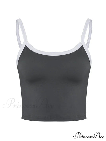 Contrast Trim Rib-Knit Trendy Crop Cami Top