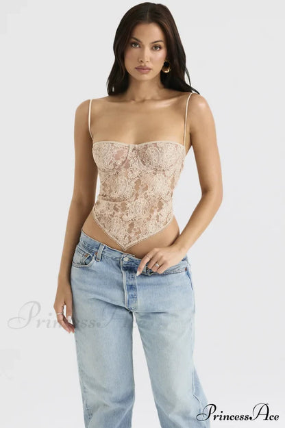 Cream Paisley Stylish Lace Top