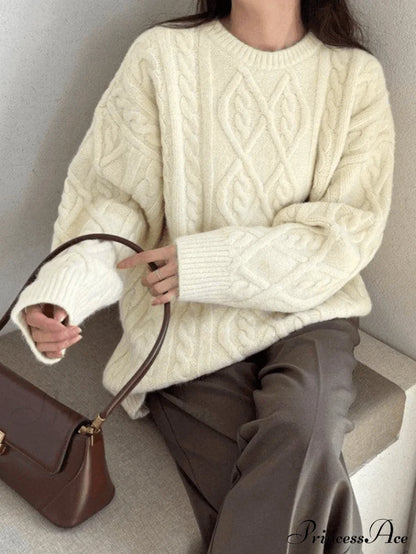 Warm Soft High-neck Loose Knit Sweater