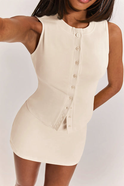 Elegant Sleeveless Slim Mini Two Piece Set