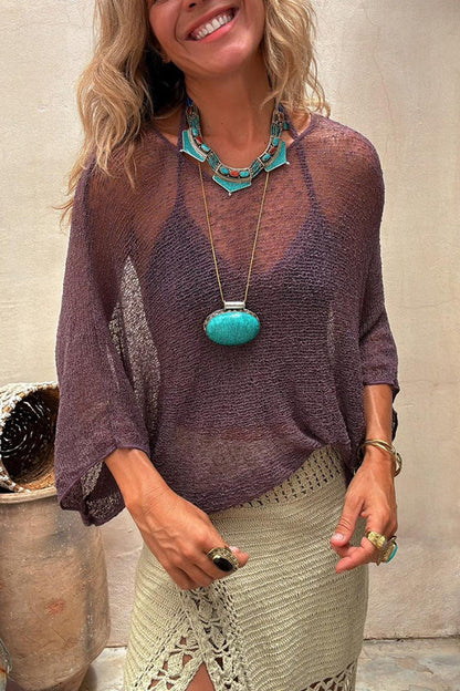 Sexy See-through Long-sleeved Beach Cover-up Top